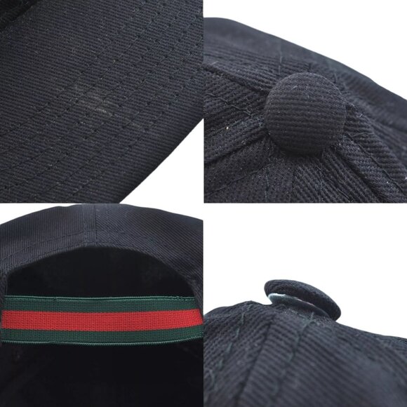 085189AR (S2) Gucci Cap Web Sherry Line Black Canvas - Picture 9 of 14